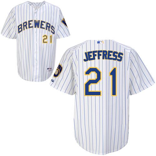 Jeremy Jeffress #21 MLB Jersey-Milwaukee Brewers Men's Authentic Alternate Home White Baseball Jersey